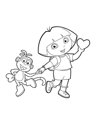 Dora The Explorer Valentine'S Day Coloring Page